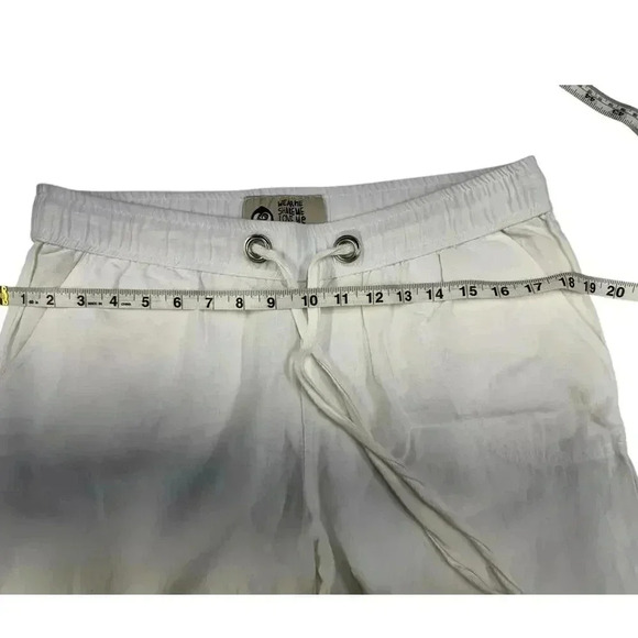 LAGACI White Linen Wide leg Drawstring Pants Side & Back Pockets Size M - Picture 4 of 10
